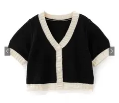 新品未使用 GRL 配色リブVネックショート丈ニットカーディガン［ac2157］