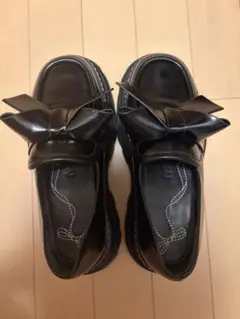 merry jenny ribbonプラットフォームローファー 黒 Mサイズ