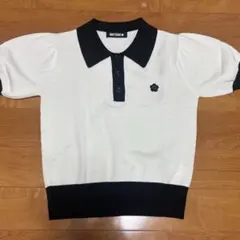 MARY QUANT ポロニット 半袖 ホワイト ブラック
