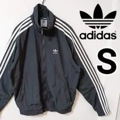 1597 古着00年代adidasナイロンジャケット刺繍ロゴ万国旗タグ濃紺Y2K