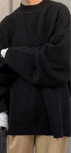 セレクトモカ　シンプルサイズオーバーニット　ブラック