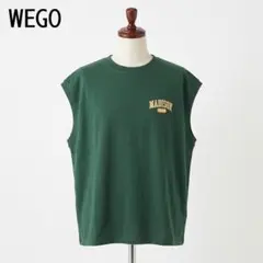 WEGO ノースリーブカットソー グリーン Lサイズ カレッジロゴ