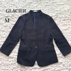 GLACIER グラシア　ノーカラー　ジャケット　M ネイビー