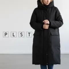 YJ392さ@ PLST ダウン ロングコート 2 ブラック