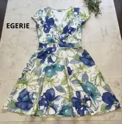 美品　EGERIE カシュクール風ワンピース　水墨画　花柄　T3 フレア　洗えるのサムネイル