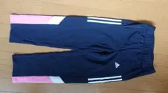 adidas ネイビー ピンク ストライプ パンツ 140cm