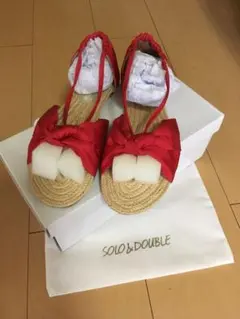 新品未使用★SOLO&DOUBLE★エスパドリーユ★トングサンダル★赤のサムネイル