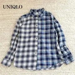 ユニクロ フランネル2トーンチェックシャツ 長袖 コットン 起毛感 カジュアル