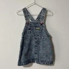 futafuta フタフタ デニム ワンピース ハートピンク 80