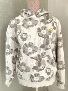 プーマ スウェットパーカー レディース 花柄 裏起毛 Lサイズ