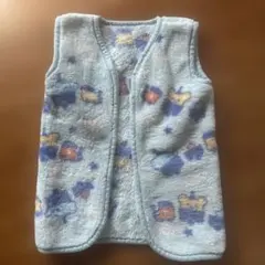 水色 フリース ベビーベスト 動物柄