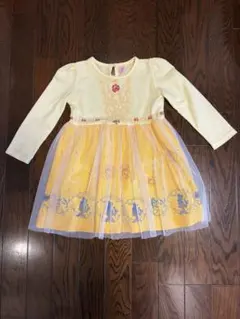 キッズ ワンピース ドレス イエロー チュール 長袖