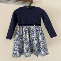 タルティーヌエショコラ　リバティ　ストレッチポンチ　切替　ワンピース　110