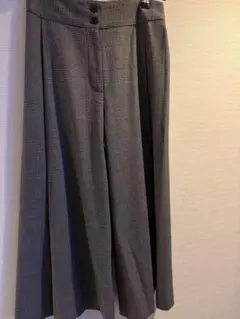 ZARAグレー チェック柄 ワイドパンツ 2ボタン