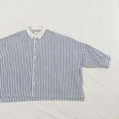 ストライプシャツ ドロップショルダー ブルー