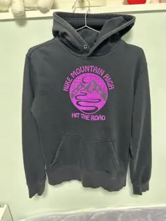 《大人気》NIKE☆ナイキ☆ベロアロゴ☆ビッグロゴ☆フーディー☆ブラック 黒☆S