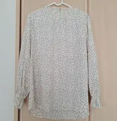 しまむら HK WORKS LONDON ドット柄 長袖ブラウス M