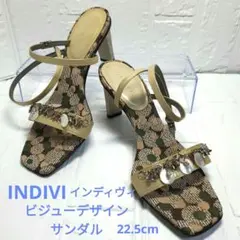 INDIVI インディヴィ ビジューデザインサンダル 22.5cmのサムネイル