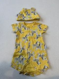 60 新生児　breeze ロンパース　帽子　イエロー