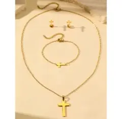 ネックレスとピアスとブレスレット サージカルステンレス おすす 3セット★クロス