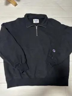 Champion ブラック ジップアップ スウェット