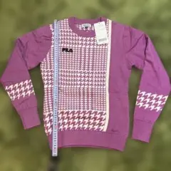 新品Mサイズフィラゴルフレディースハウンドトゥースパターンミックスパネルセーター