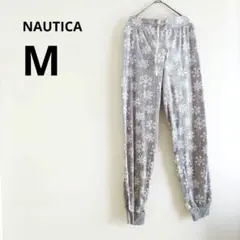 海外古着 NAUTICA ルームウェア M グレー フリース 雪 結晶 スノー
