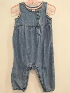 GAP ライトブルー ドット柄 デニムロンパース