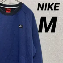 美品NIKE ナイキ　スウェット　クルーネック　ワンポイント　メンズ　ブルー