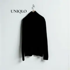 ユニクロ タートルネックニット【L】ウール100% シンプル ブラック　b579