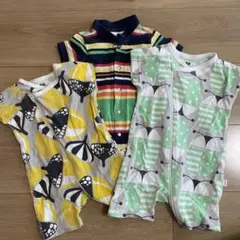 ロンパース 3点セット フルーツ柄・ストライプ