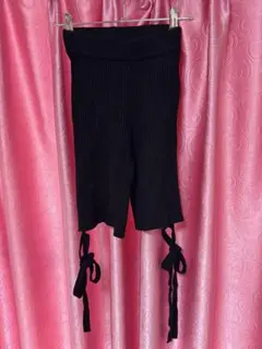 epine リブ編み ブラックショートパンツ