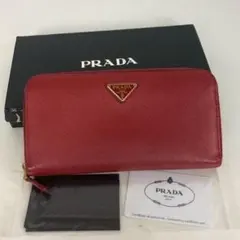 PRADA プラダ ラウンドファスナー 長財布 レッド レディース ブランド