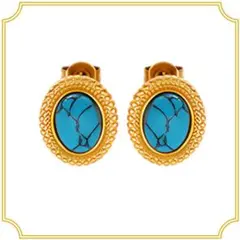 ピアス ターコイズ オーバル ゴールド トルコ石