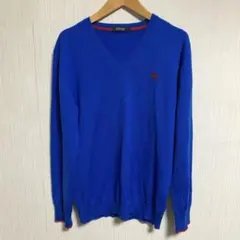 バーバリーブラックレーベル Vネック ニット セーター ブルー サイズ3