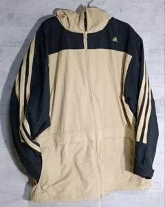 adidas フード付きジャケット ベージュ/ブラック