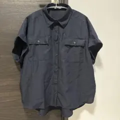 GLACIER ポケット付ブラウス 半袖 ネイビー M