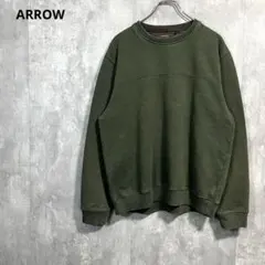 ARROWスウェットLダークグリーン緑カーキ ブランク無地ソリッド古着トレーナー