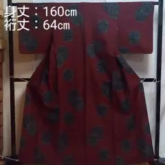 大幅値下げ‼️紬単衣着物⭐明るい茶系/紺 正倉院文様 68のサムネイル