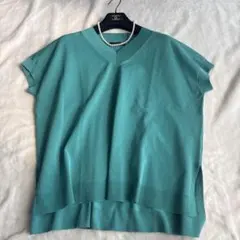 未使用 ロートレアモン グリーン サマーニット Ｖネック