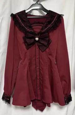 完売品]Secret Honey 袖スリットレースフリルセットアップ レッド