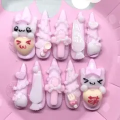 地雷系 量産型 姫系 ハンドメイド ネイルチップ 平成女児