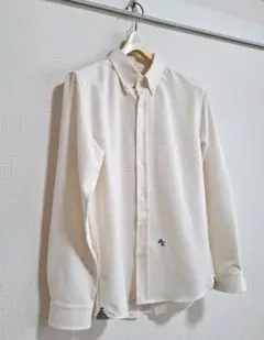 MEN'SMELROSE メンズメルローズ MRロゴ刺繍白長袖シャツブラウス