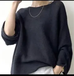L'Appartement Linen Boat Neck Knit ブラックのサムネイル