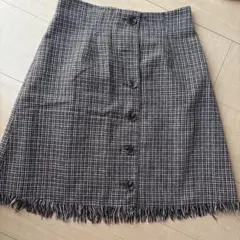 チェック柄ボタン付きタイトスカート M