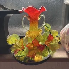 ガラス製フラワーベース 赤と黄色