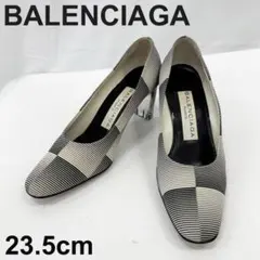 BALENCIAGA ストライプ パンプス ブラック×ホワイト 23.5cmのサムネイル