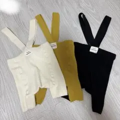 サスペンダー付きリブ編みスパッツ3色セット