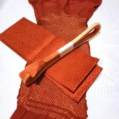 えんじ　【最終価格】帯揚げ＆帯締め＆重ね襟　3点セット　えんじ系　和装小物