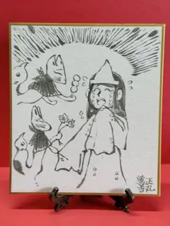 墨絵・ミニ色紙【お稲荷様25】 - メルカリ